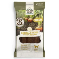 Wildes Land PawPrint Veggie Adult Dentalsticks mit Karotte Snack 180 g