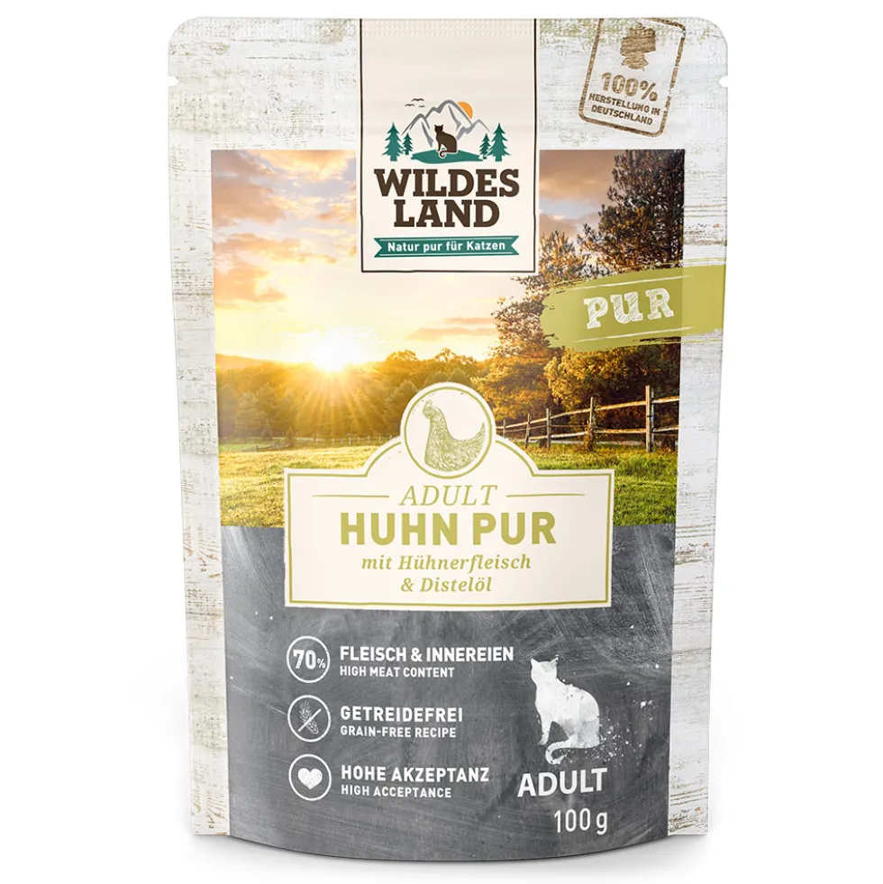 Wildes Land PUR Adult Huhn mit Distelöl Nassfutter 12 x 100 g