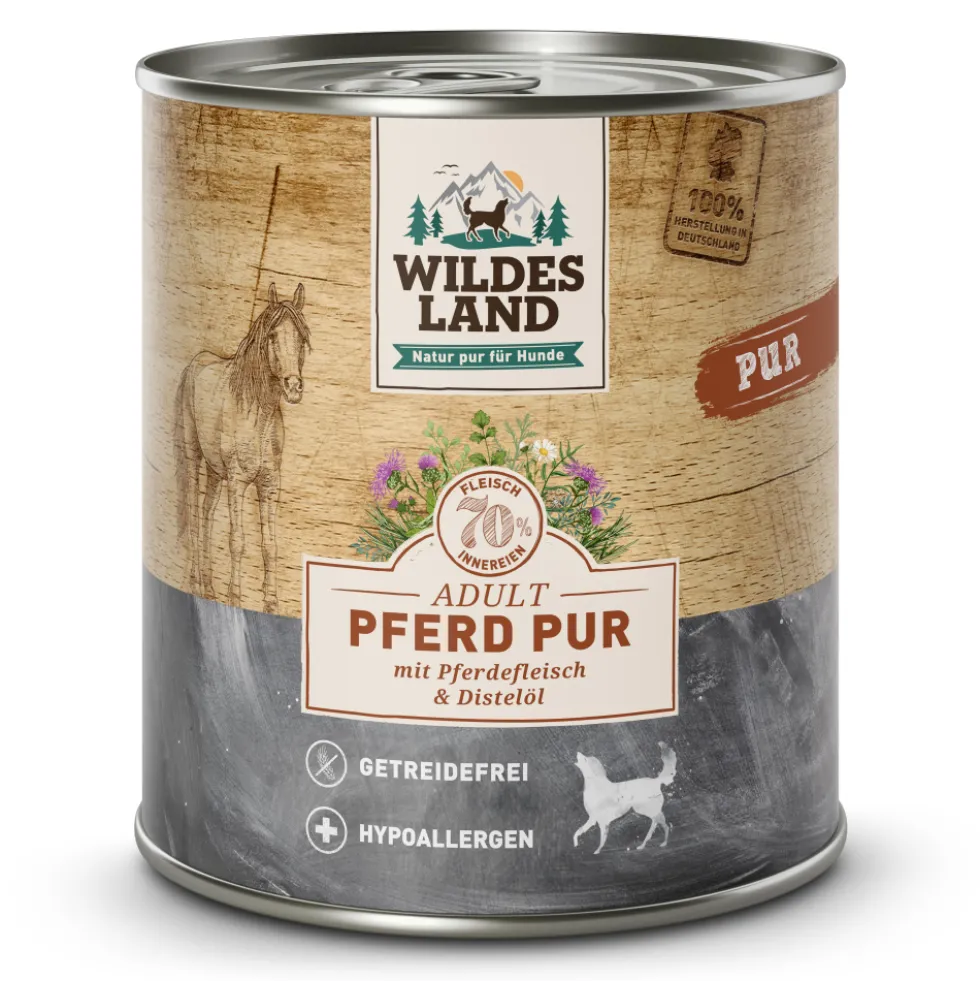 Wildes Land PUR Adult Pferd mit Distelöl Nassfutter 6 x 800 g