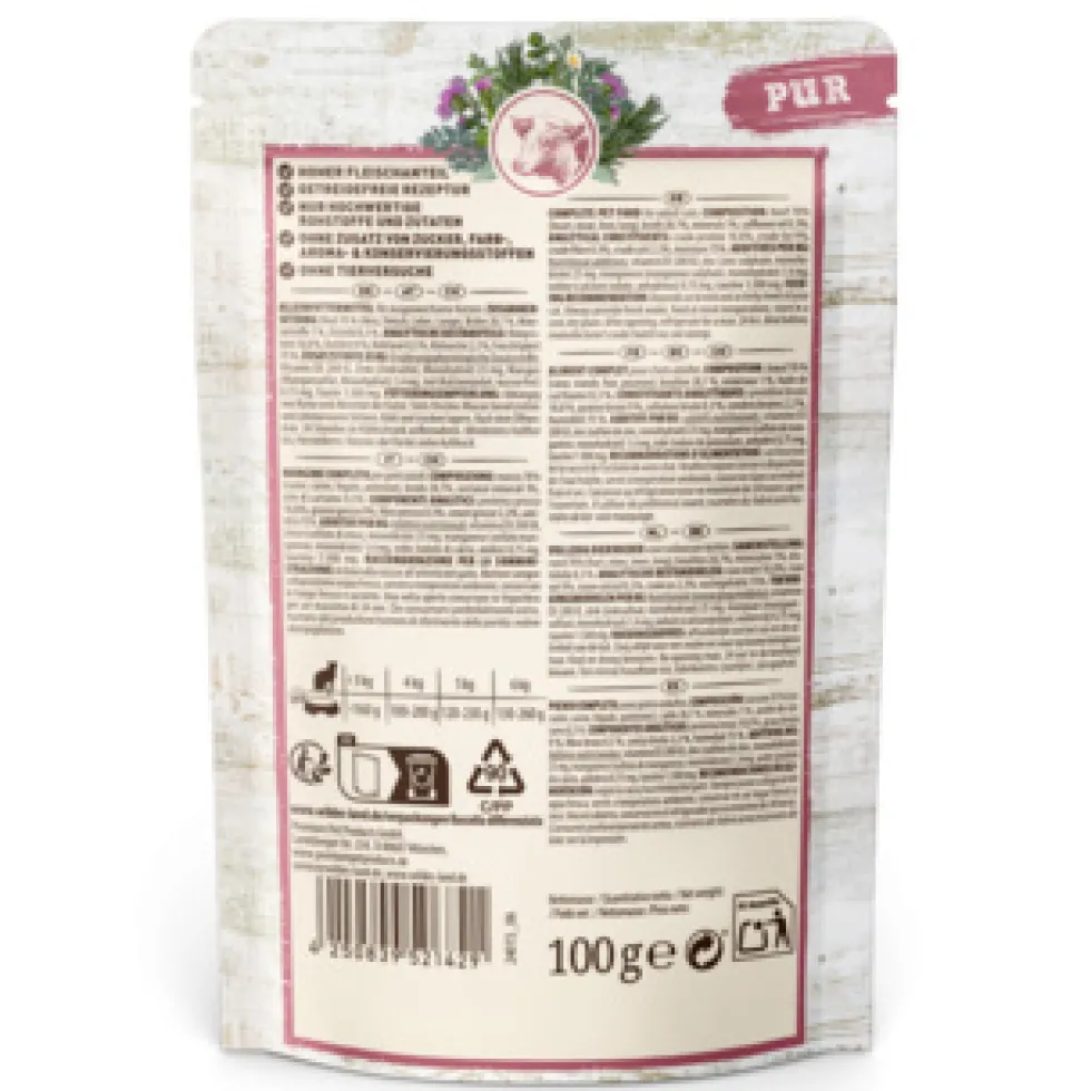 Wildes Land PUR Adult Rind mit Distelöl Nassfutter 60 x 100 g