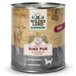 Wildes Land PUR Adult Rind mit Distelöl Nassfutter 6 x 800 g
