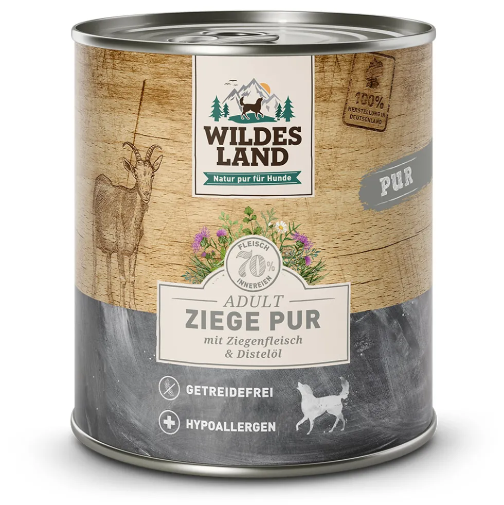 Wildes Land PUR Adult Ziege mit Distelöl Nassfutter 6 x 800 g