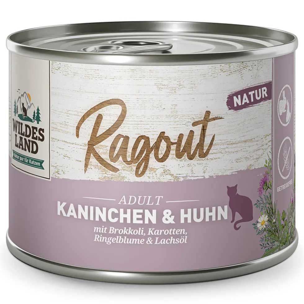 Wildes Land Ragout Kaninchen & Huhn mit Brokkoli Nassfutter 30 x 180 g