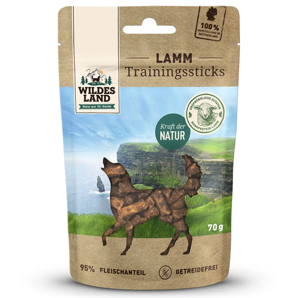 Wildes Land Trainingssticks Lamm Snack 70 g
