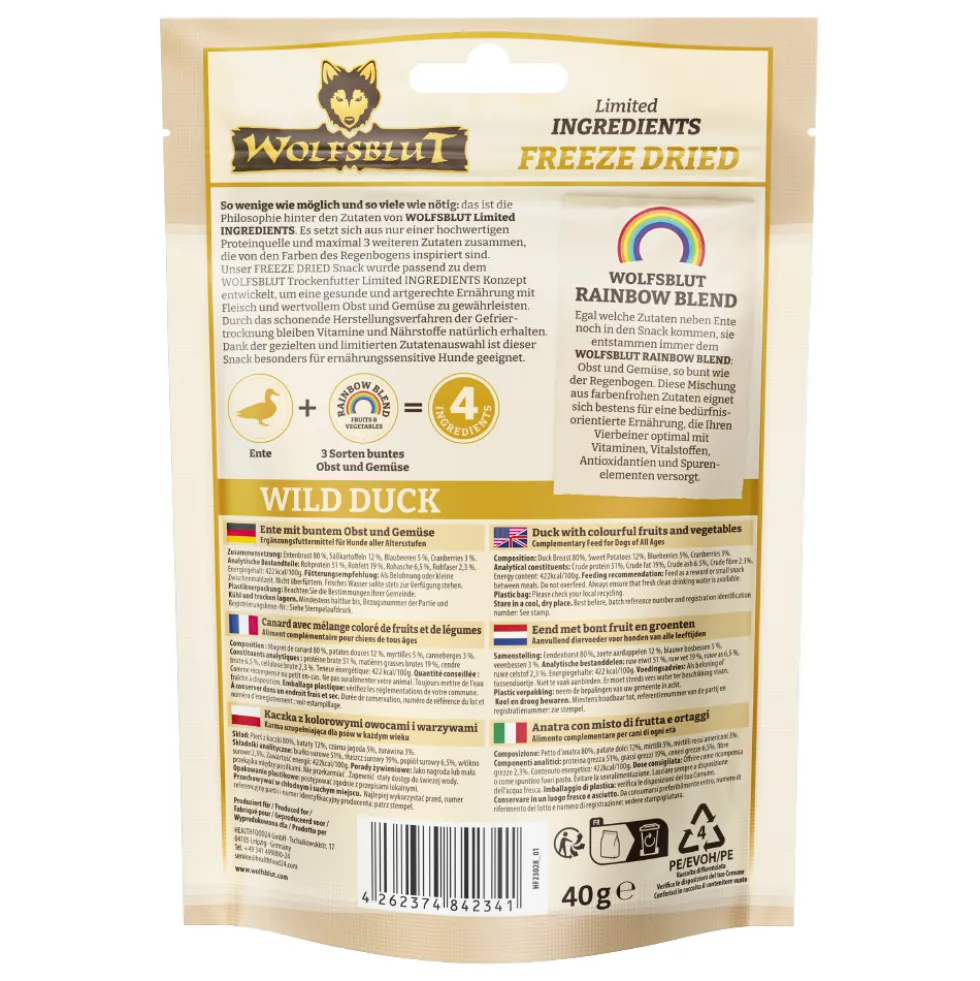 Wolfsblut Limited Ingredients Adult Freeze Dried Wild Duck Snack 40 g