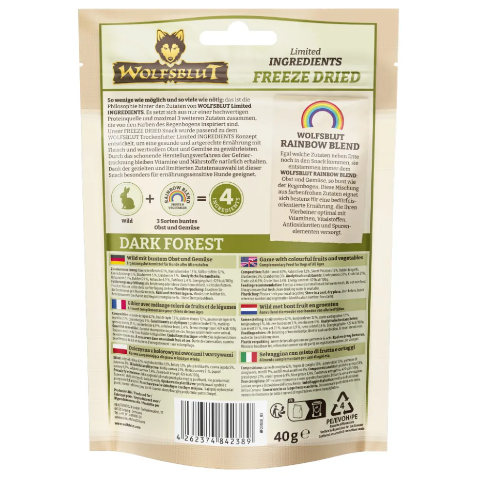 Wolfsblut Limited Ingredients Adult Freeze Dried Dark Forest Snack 40 g